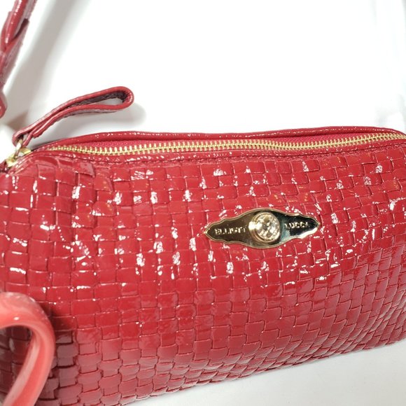 Elliott Lucca Red Patent Leather Woven Leather Bag - Picture 4 of 14